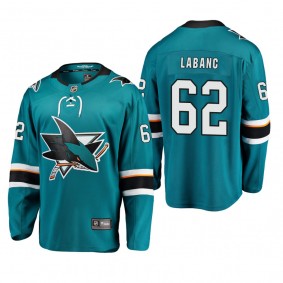 Youth San Jose Sharks Kevin Labanc #62 Home Low-Priced Breakaway Player Teal Jersey