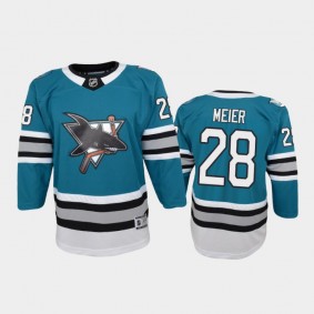 Youth San Jose Sharks Timo Meier #28 30th Anniversary 2020-21 Heritage Premier Teal Jersey
