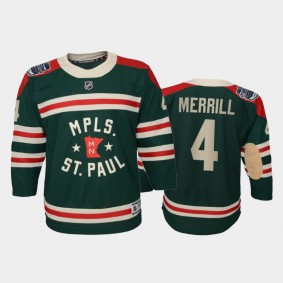 Youth Minnesota Wild Jon Merrill #4 2022 Winter Classic State of Hockey Green Jersey