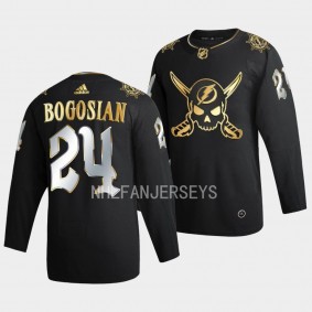 Zach Bogosian Tampa Bay Lightning Gasparilla inspired #24 Black Golden Edition Jersey