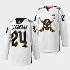 Gasparilla inspired Zach Bogosian Tampa Bay Lightning White #24 Skull Logo Jersey 2023