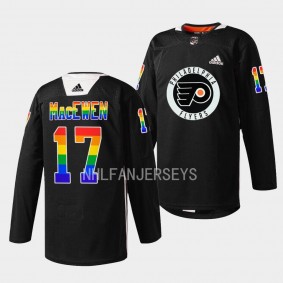 Philadelphia Flyers 2023 Pride Zack MacEwen #17 Black Jersey Fueled By Philly